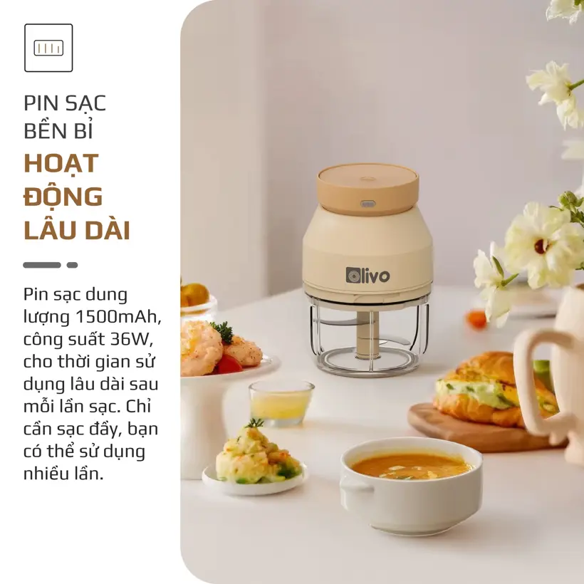 Máy Xay Thực Phẩm Đa Năng Sạc Pin OLIVO RFC270 – Mini 270ML 9 Máy Xay Thực Phẩm Đa Năng Sạc Pin OLIVO RFC270 – Mini 270ML - Ảnh 9