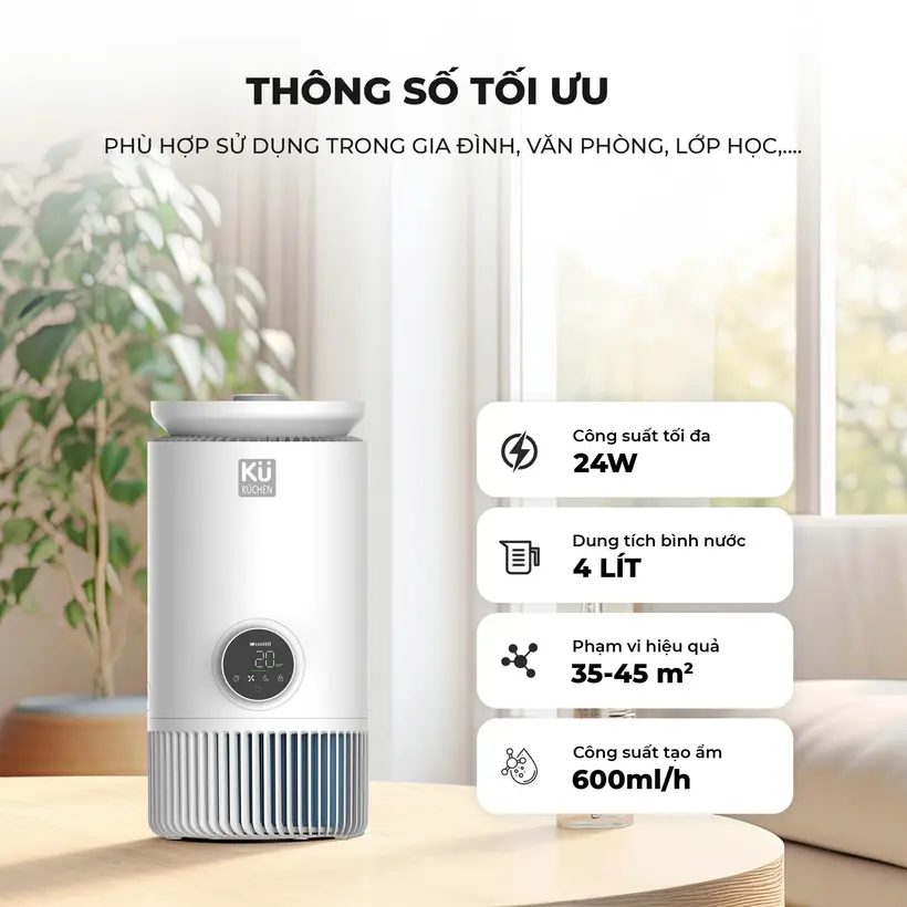Máy Lọc Không Khí Bù Ẩm KU4524 Water Gating Ion Âm UV 5 Máy Lọc Không Khí Bù Ẩm KU4524 Water Gating Ion Âm UV - Ảnh 5