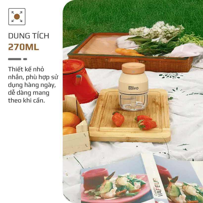 Máy Xay Thực Phẩm Đa Năng Sạc Pin OLIVO RFC270 – Mini 270ML 8 Máy Xay Thực Phẩm Đa Năng Sạc Pin OLIVO RFC270 – Mini 270ML - Ảnh 8