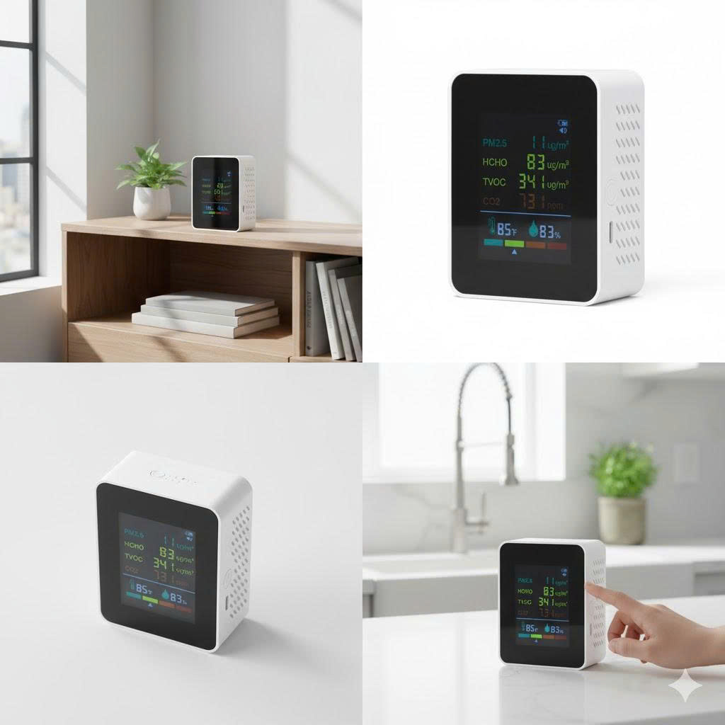Máy Đo Chất Lượng Không Khí 5-in-1 ZN-MT09 – CO₂, TVOC, PM2.5, LCD Màu 3 Máy Đo Chất Lượng Không Khí 5-in-1 ZN-MT09 – CO₂, TVOC, PM2.5, LCD Màu - Ảnh 3